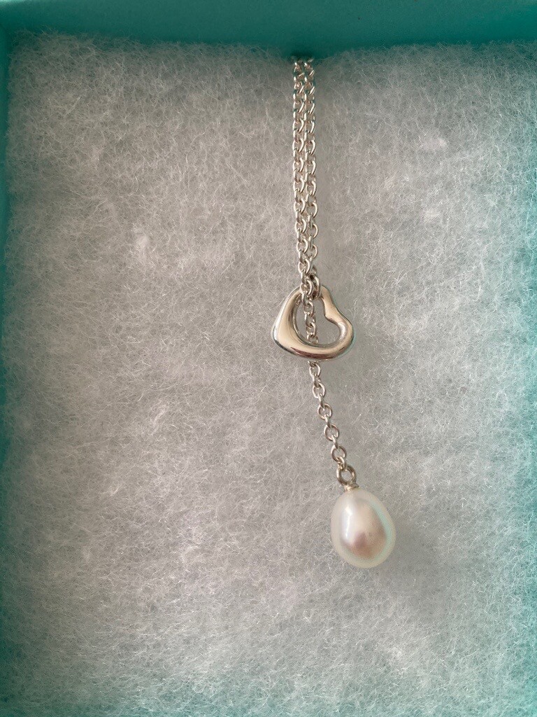 Pearl and Silver Lariat Necklace 